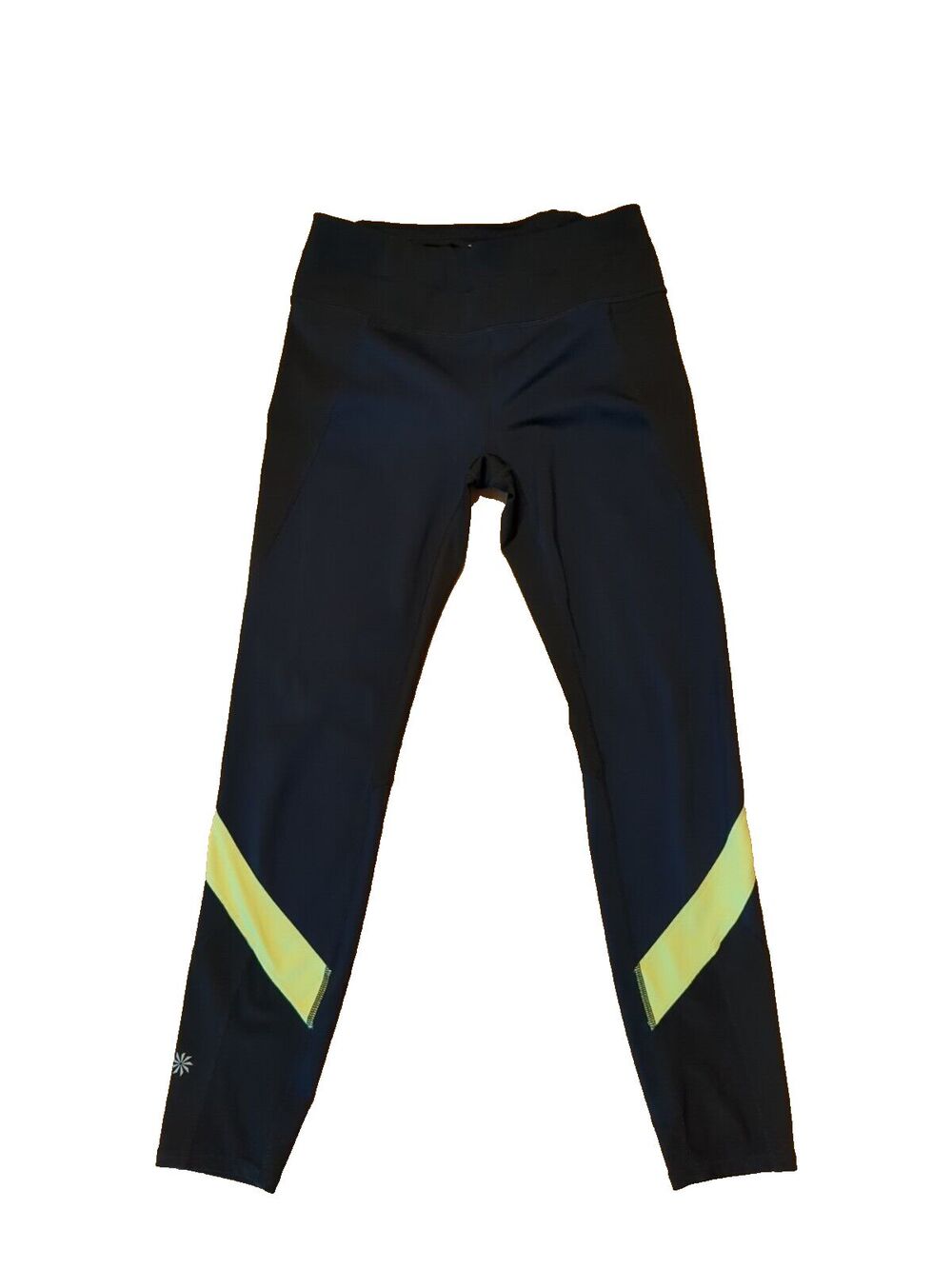 Athleta Chaturanga Leggings Womens Small Spliced Sonar Black Blue Active